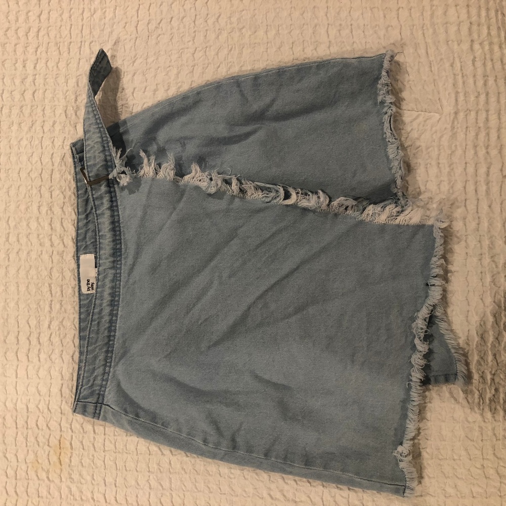 Denim Belted Asymmetrical Skort
